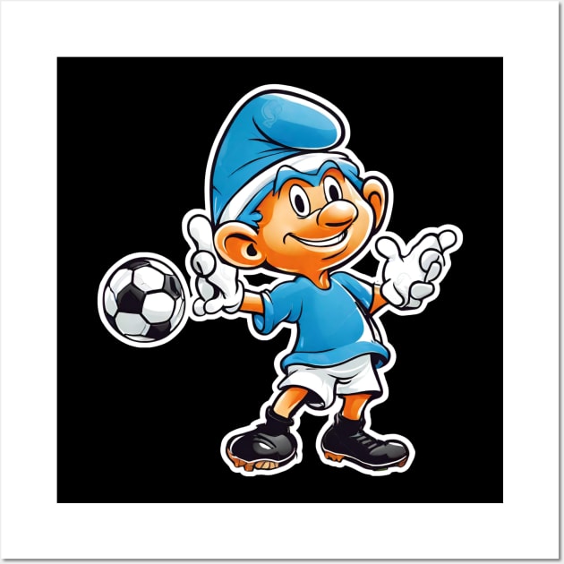 smurf playing football Wall Art by Smurf